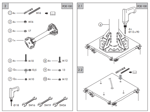 OTT concrete mounting kit for OTT POD 100 platform