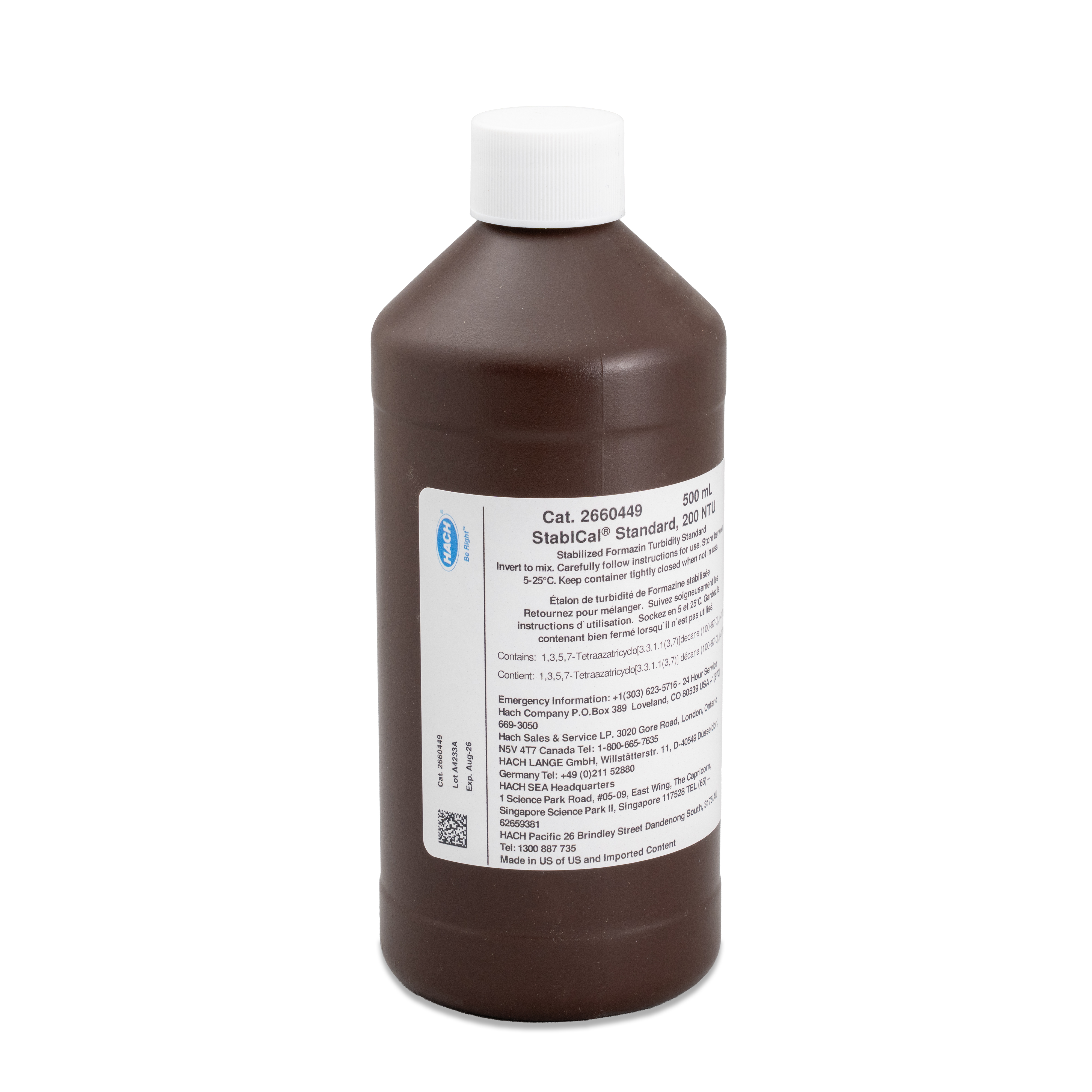 Stablcal® Turbidity Standard, 200 NTU, 500 mL