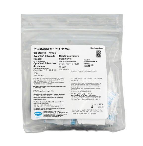 CyaniVer 5 Cyanide Reagent Powder Pillows, 10 mL, pk/100