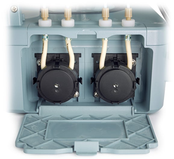 Easy pump access on the Hach AT1000 designed to perform accurate and reliable titrations in the lab