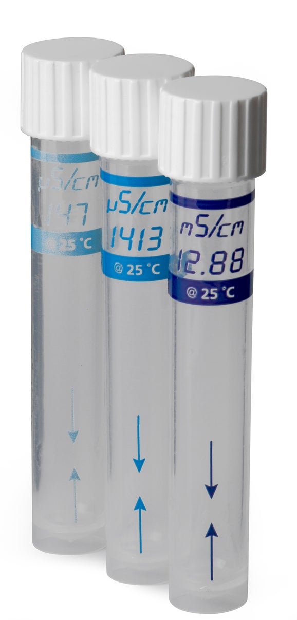 Printed tubes for conductivity calibration, 3 x 10 mL, for portable Sension+