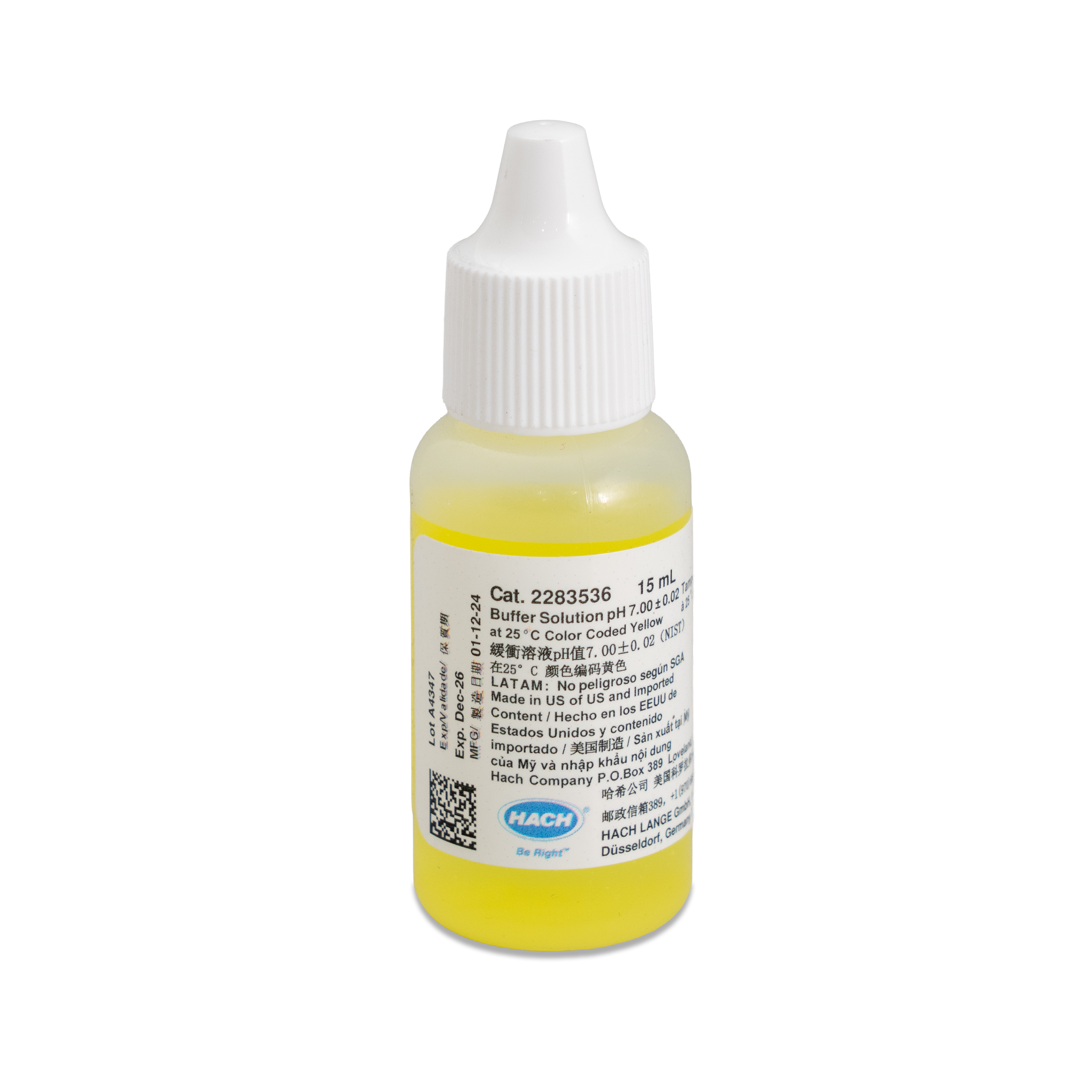 Buffer Solution, pH 7.00, Color-coded Yellow, 15 mL | Hach