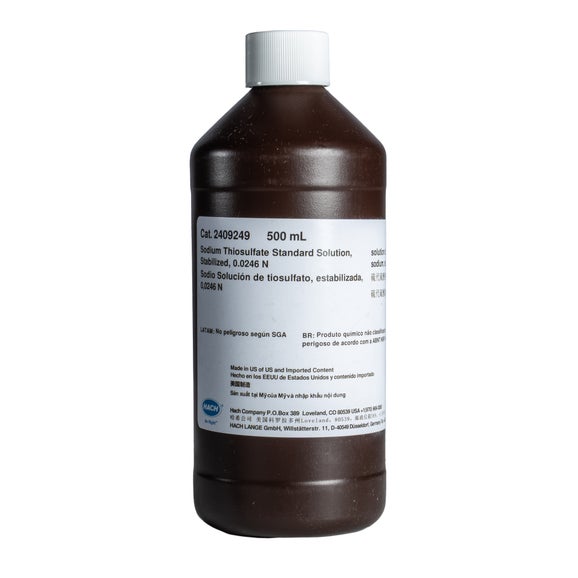 Sodium Thiosulfate Standard Solution, Stabilized, 0.0246 N, 500 mL