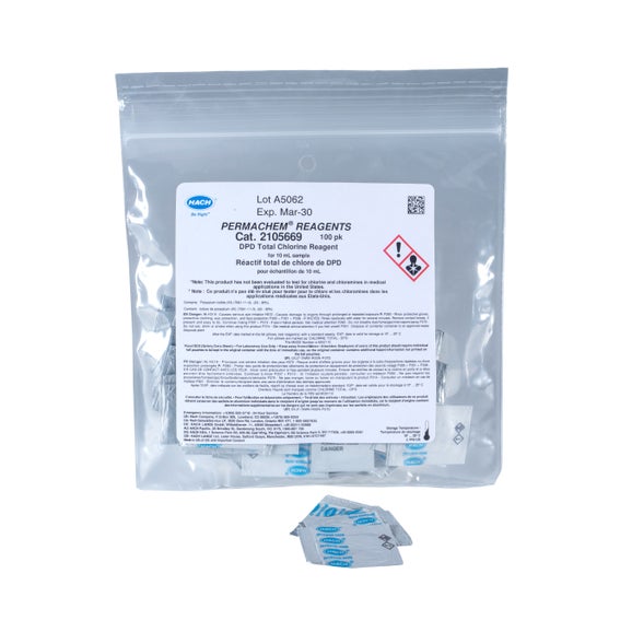 DPD Total Chlorine Reagent Powder Pillows, 10 mL, pk/100