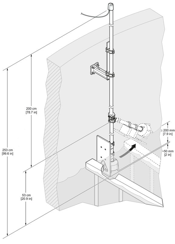 SONATAX Pole mounting hardware; Pivot mount SS pole 2m + 0.35m