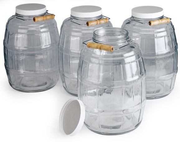 Set of (4) 10 L Glass bottles, with PTFE-lined caps