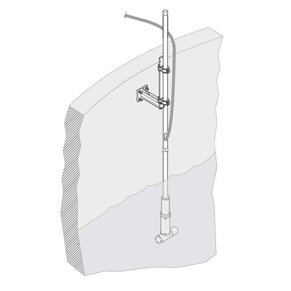 Filtrax Pole mounting hardware, 24 cm bracket, SS pole with opening 2 m