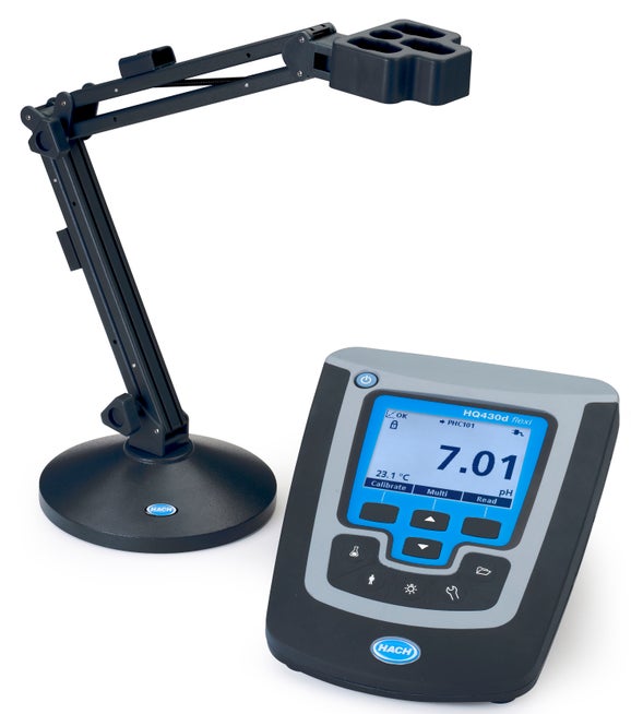 HQ430D Lab Single Input, Multi-Parameter Meter -  pH, Conductivity, Optical Dissolved Oxygen, ORP, and ISE with Electrode Stand