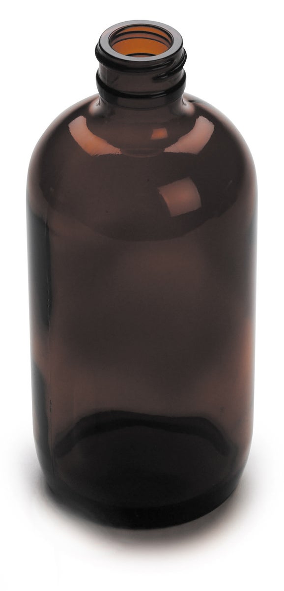 Bottle, storage, glass, amber, 473 mL, 6/pk