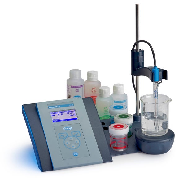 Sension+ PH3 Laboratory pH and ORP Meter with Electrode Stand, Magnetic Stirrer and Accessories with pH Electrode for General Aqueous Samples