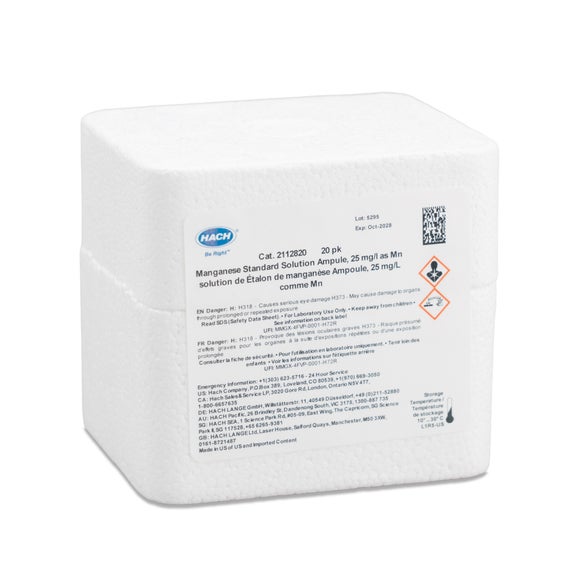 Manganese Standard Solution, 25 mg/L as Mn (NIST), pk/20 - 2 mL PourRite Ampules