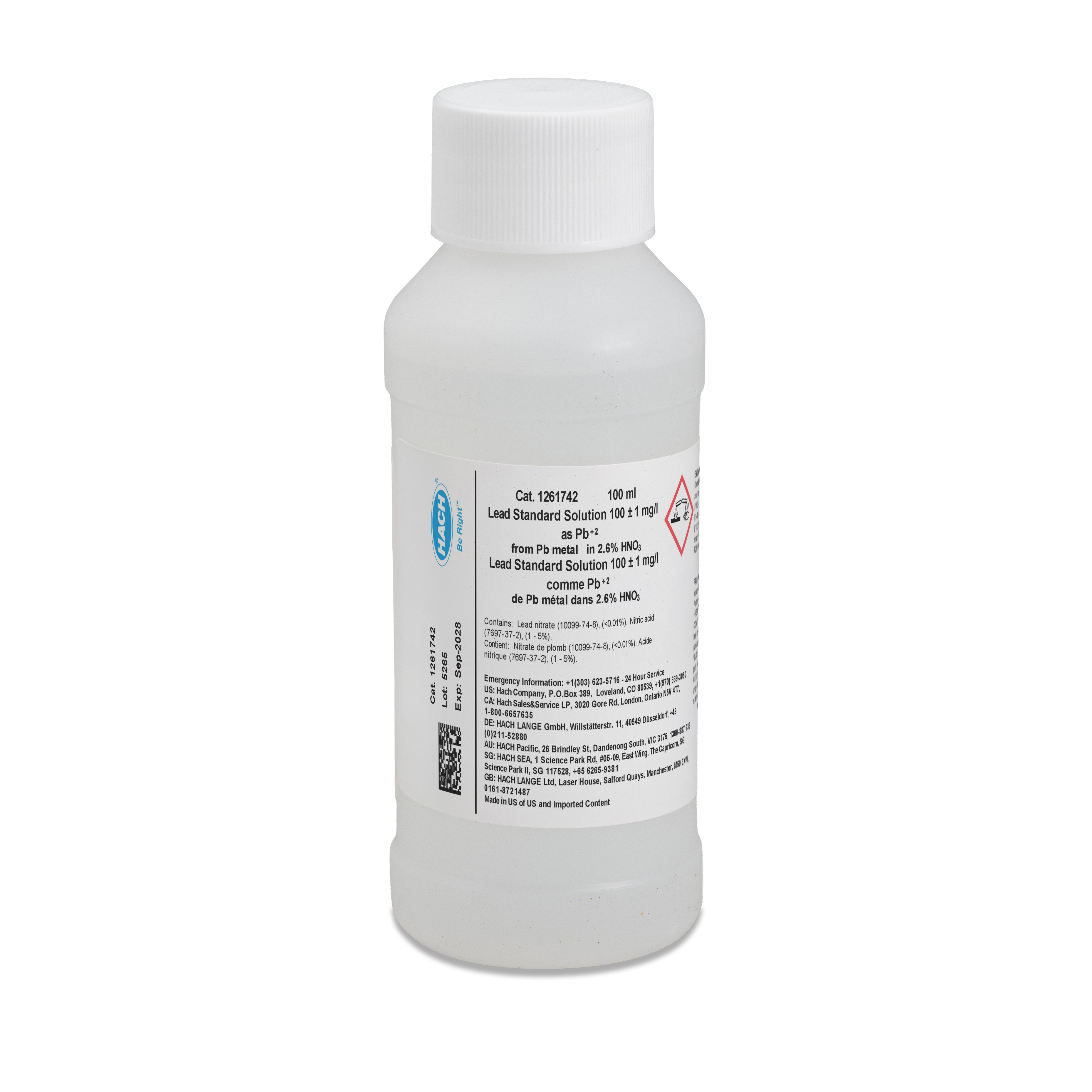 Lead standard solution, 100 mg/L as Pb (NIST), 100mL