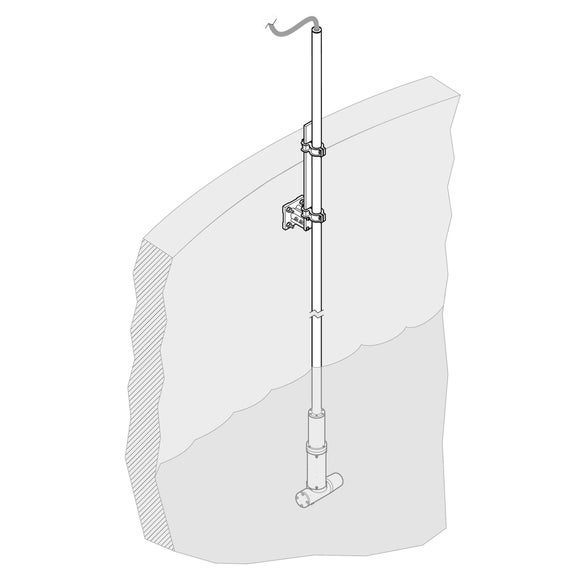 Filtrax Pole mounting hardware, 10 cm bracket, SS pole 2 m