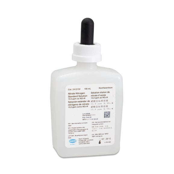 Standard solution, nitrogen-nitrate, 15 mg/L as NO3-N (NIST), 100 mL MDB