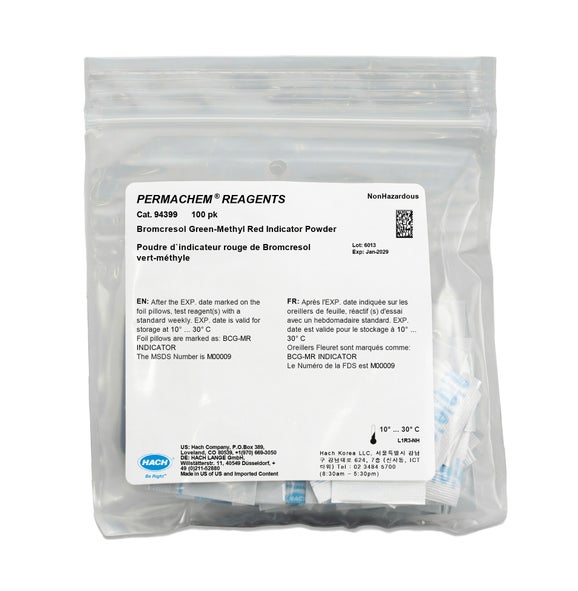 Bromcresol Green-Methyl Red Indicator Powder Pillows, pk/100