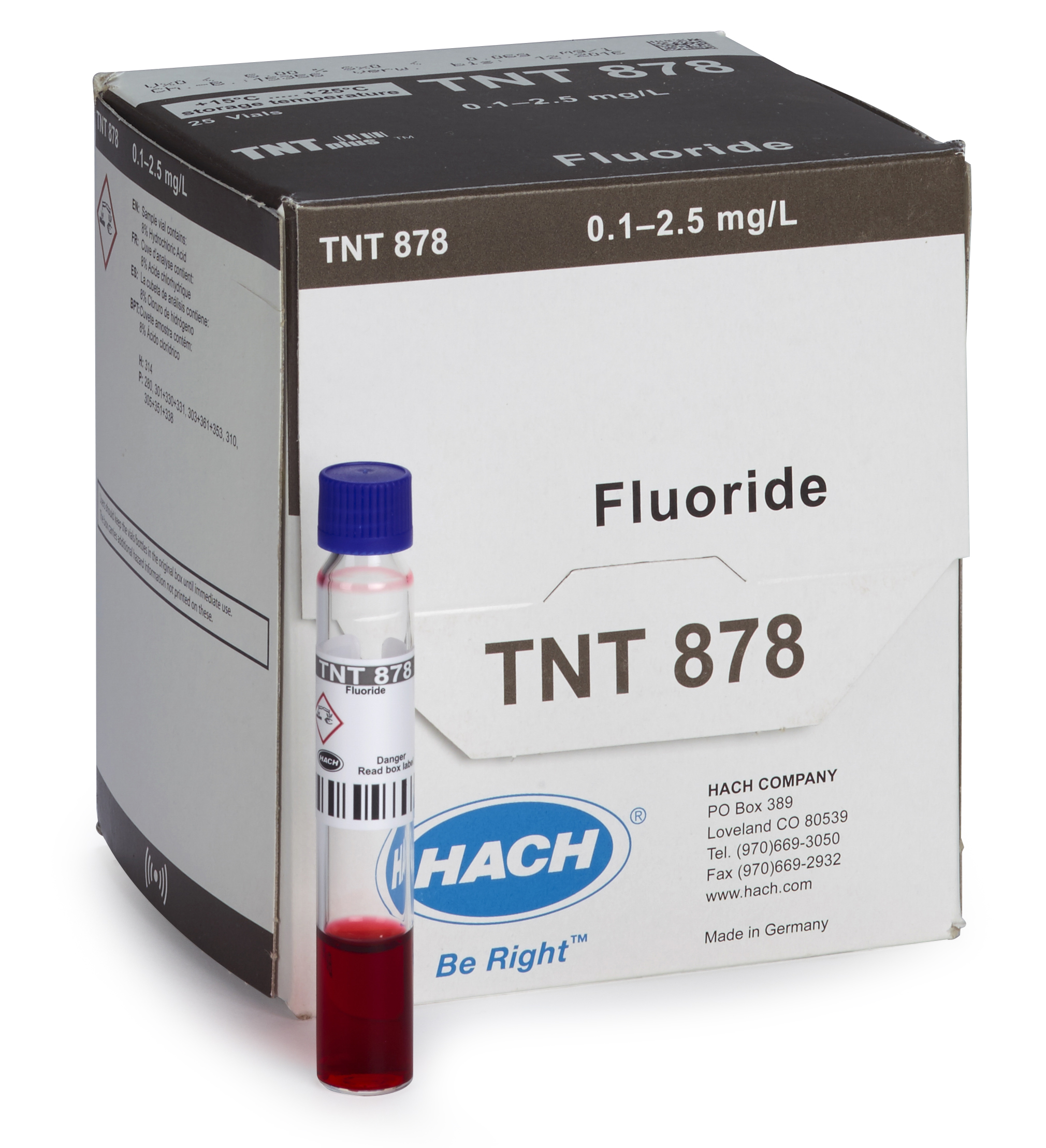 Fluoride TNTplus Vial Test (0.1-2.5 mg/L F), 25 Tests | Hach