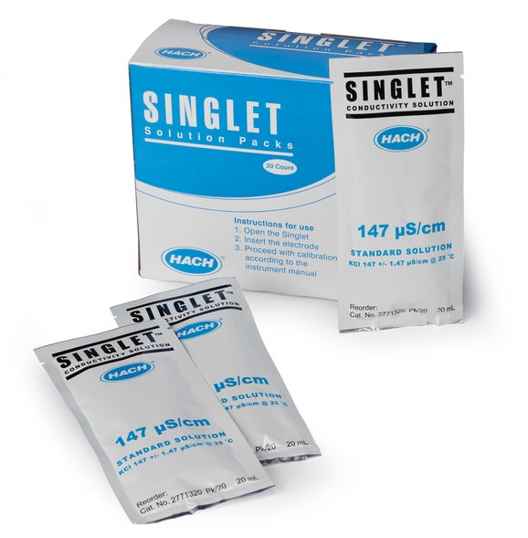 Singlet Single-use Conductivity Standard Solution, 147 µS/cm, KCl, 20 mL