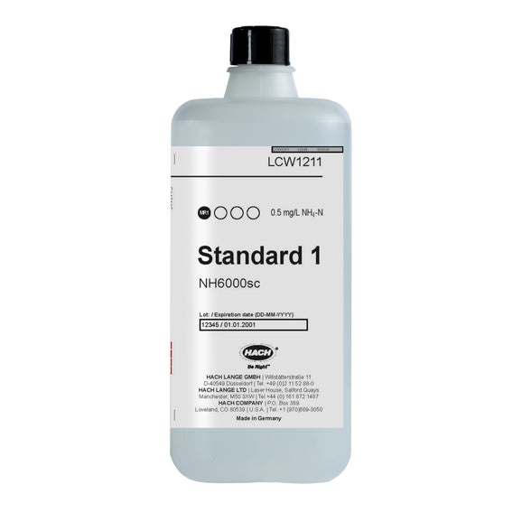 NH6000sc Standard Solution 1 for Measuring Range 1, 0.5 mg/L NH₄-N, 1.65 L