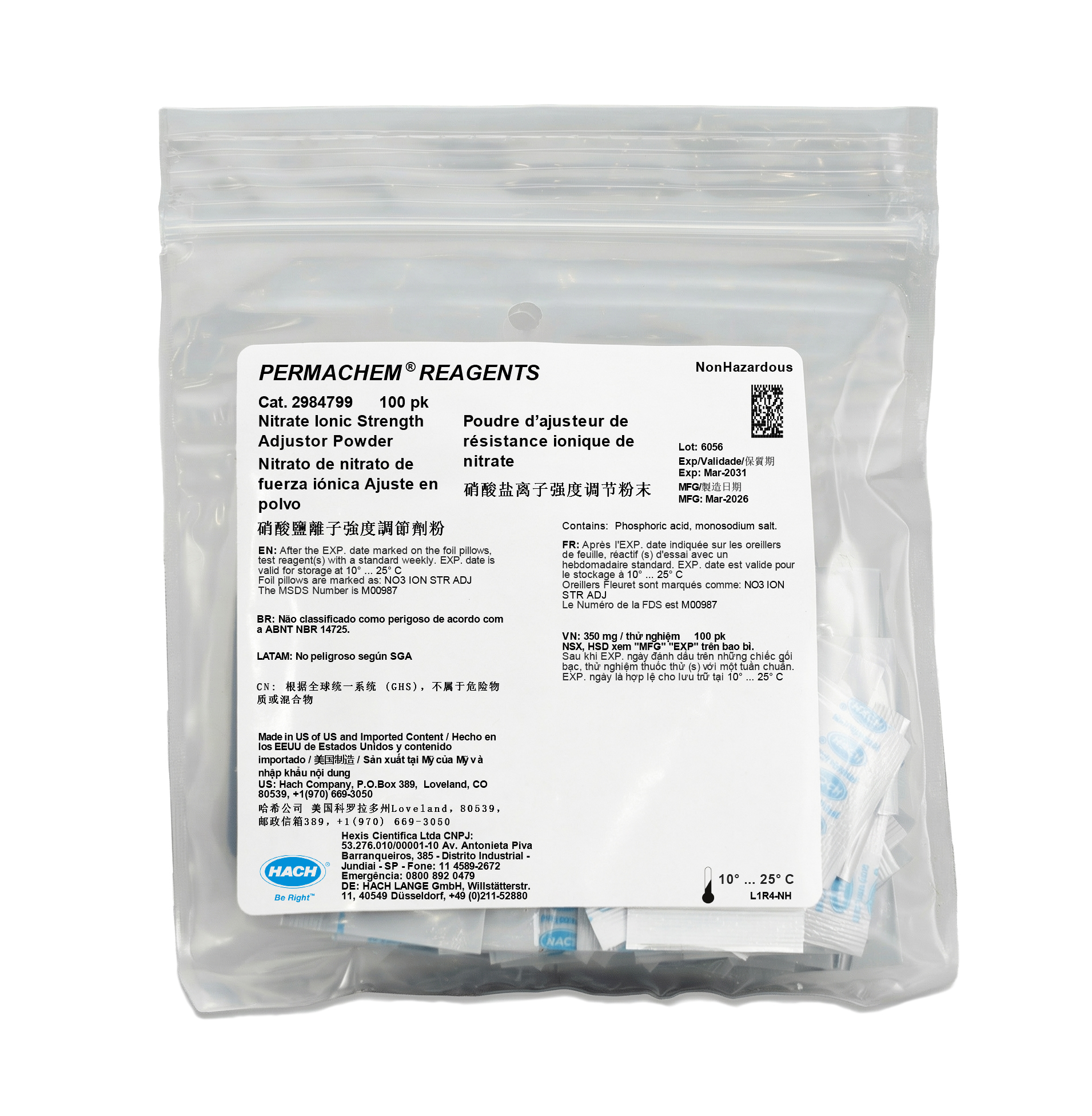 Nitrate Ionic Strength Adjustor Powder Pillows - Intellical, pk/100