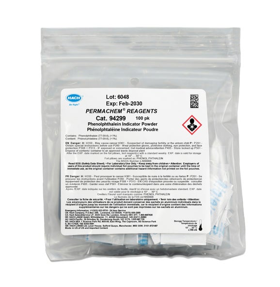 Phenolphthalein Indicator Powder Pillows, pk/100