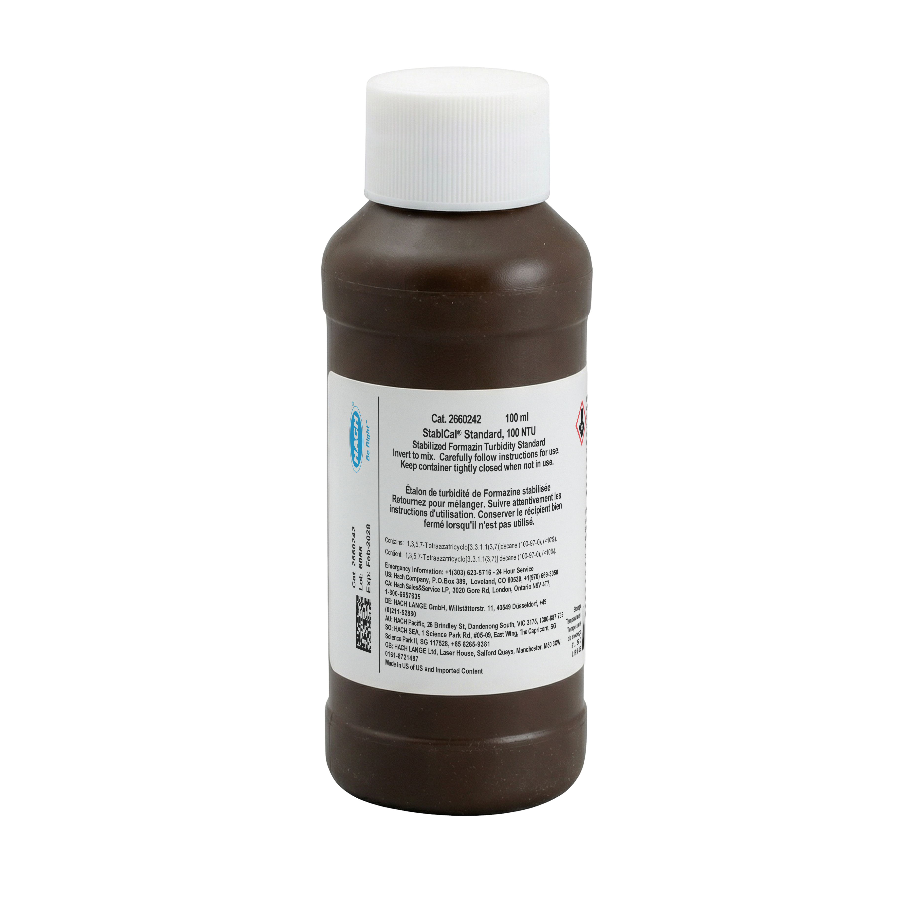 Stablcal® Turbidity Standard, 100 NTU, 100 mL