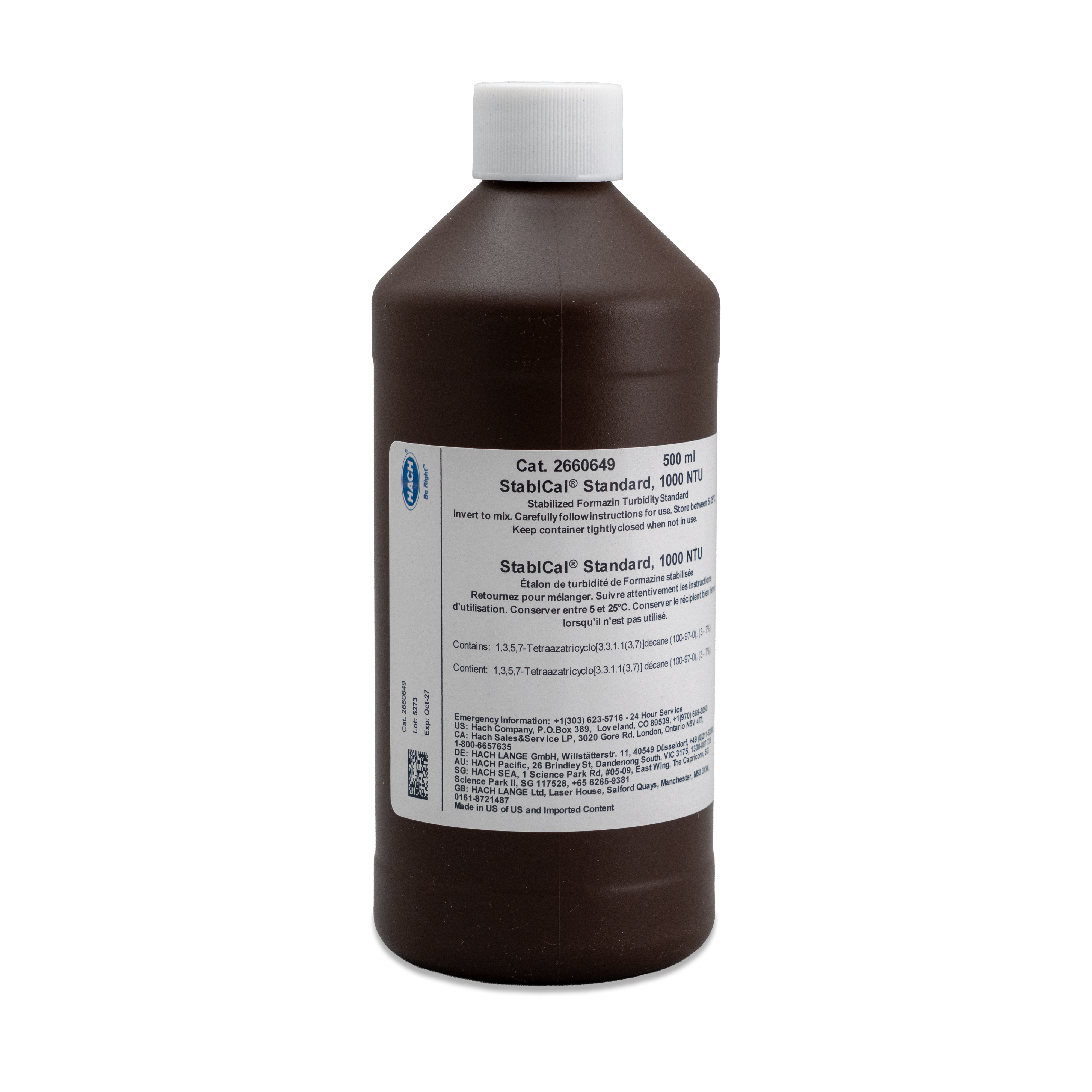 Stablcal® Turbidity Standard, 1000 NTU, 500 mL