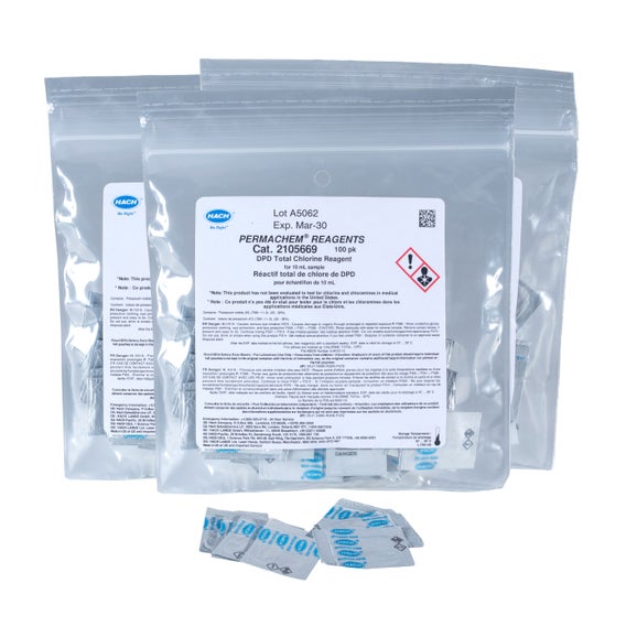 DPD Total Chlorine Reagent Powder Pillows, 10 mL, pk/300