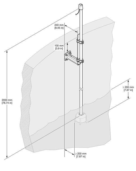 SONATAX Pole mounting hardware, 24cm bracket, SS pole 2m