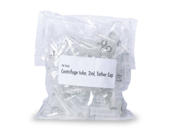 Centrifuge Tube, 2 mL, Tether Cap, 96/Bag