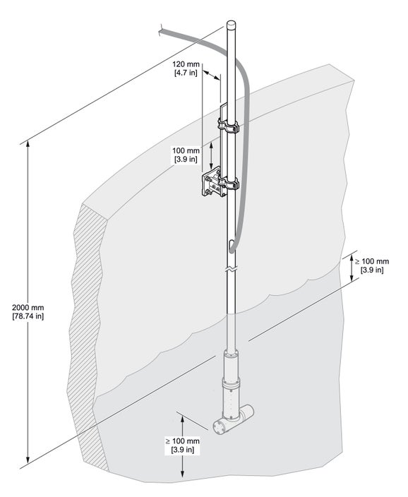 Filtrax Pole mounting hardware, 10 cm bracket, SS pole with opening 2 m