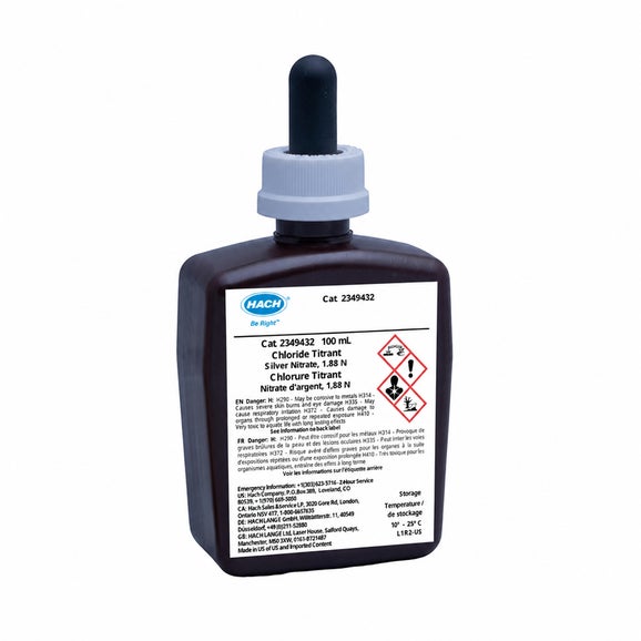Chloride titrant, silver nitrate 1.88N, 100 mL MDB