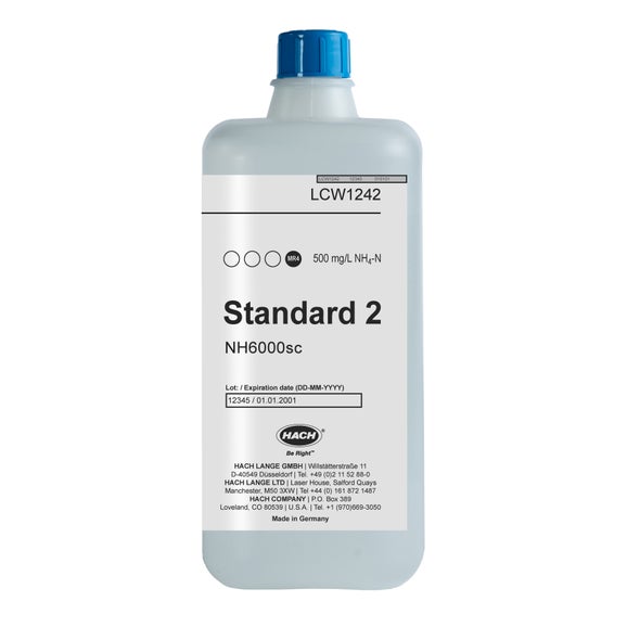 NH6000sc Standard Solution 2 for Measuring Range 4, 500 mg/L NH₄-N, 1.95 L