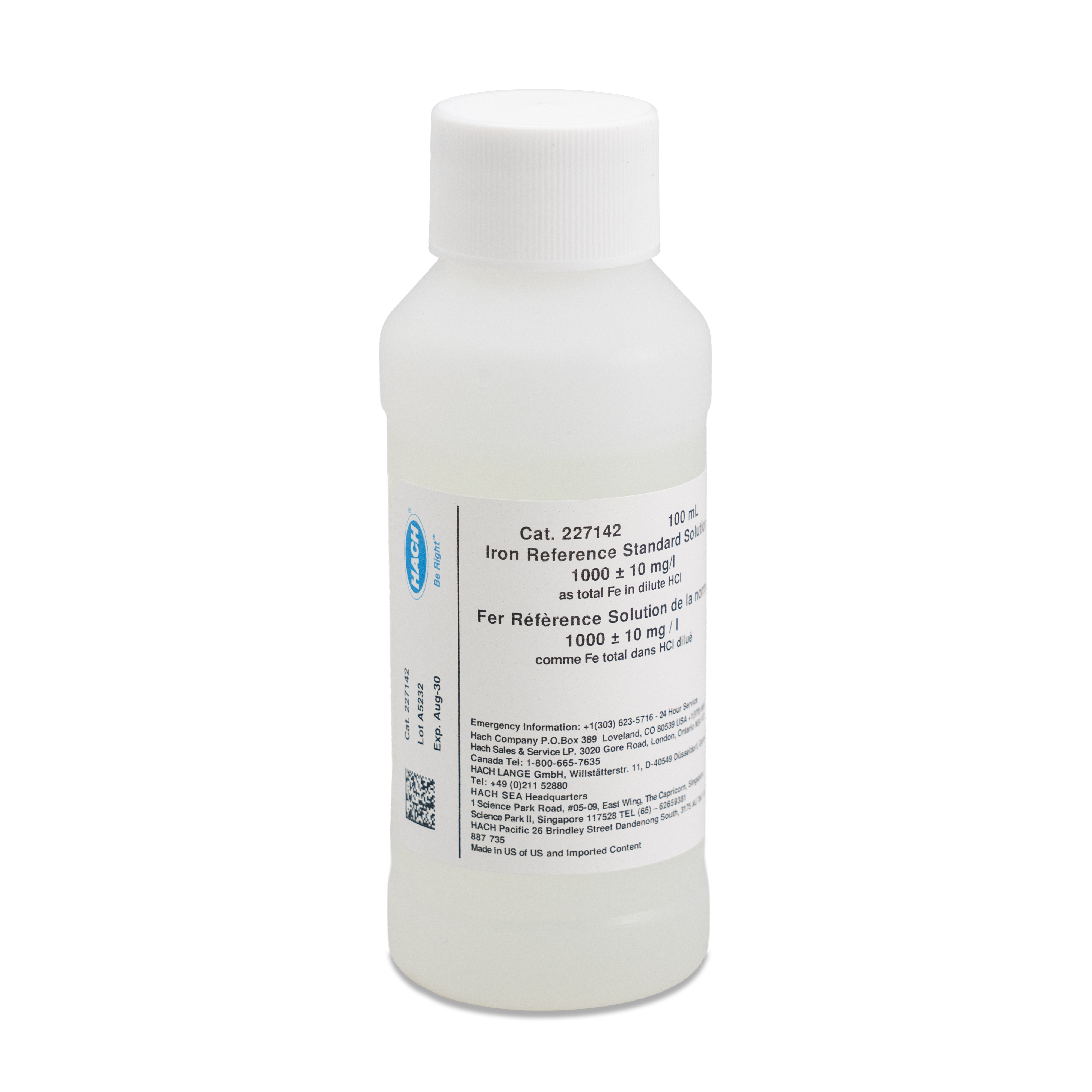 Iron Standard Solution, 1000 mg/L as Fe (NIST), 100 mL | Hach