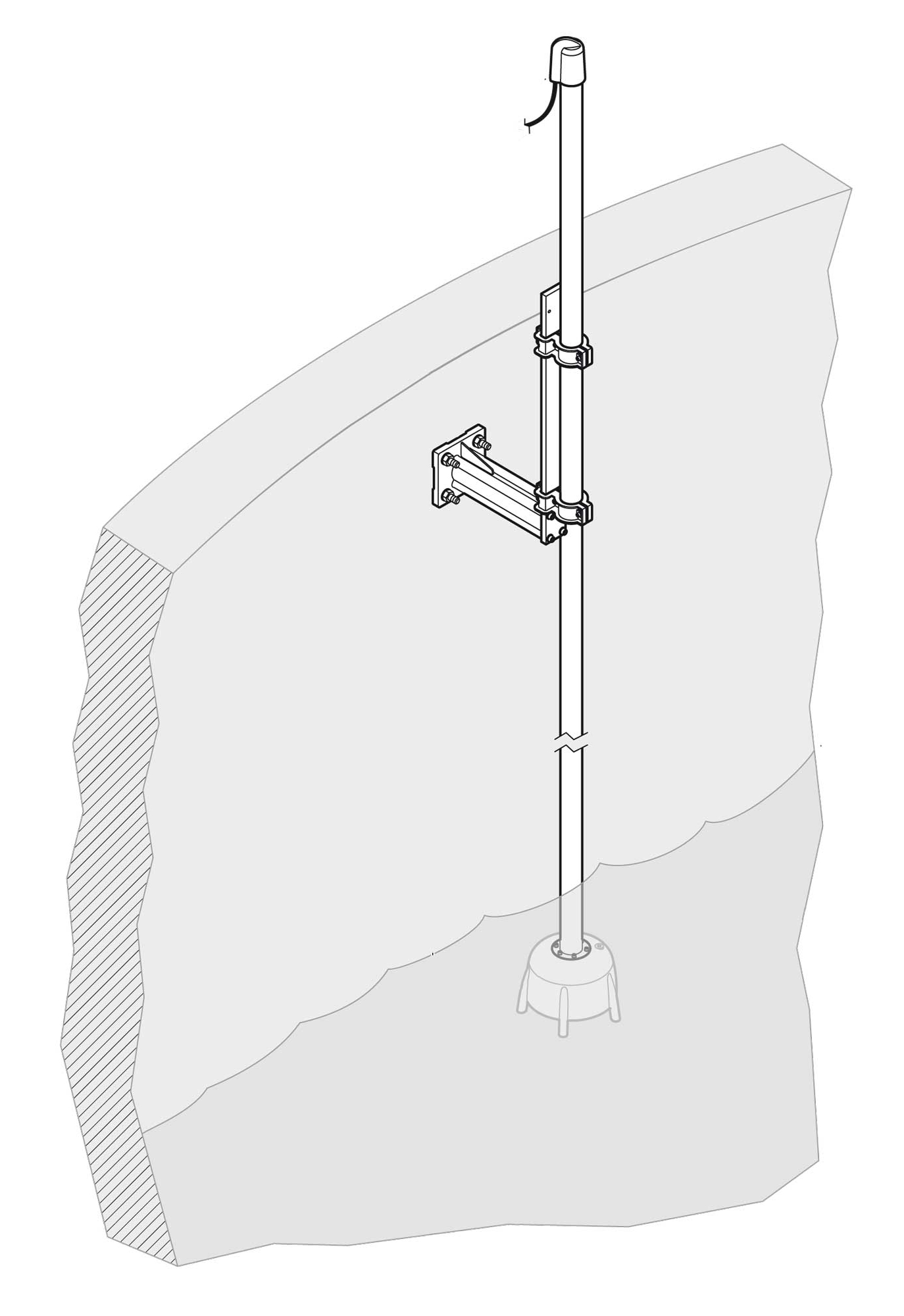 SONATAX Pole mounting hardware, 24cm bracket, SS pole 2m | Hach