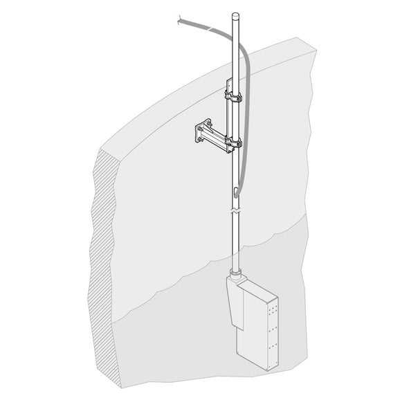 Filtrax Pole mounting hardware, 24 cm bracket, SS pole with opening 2 m