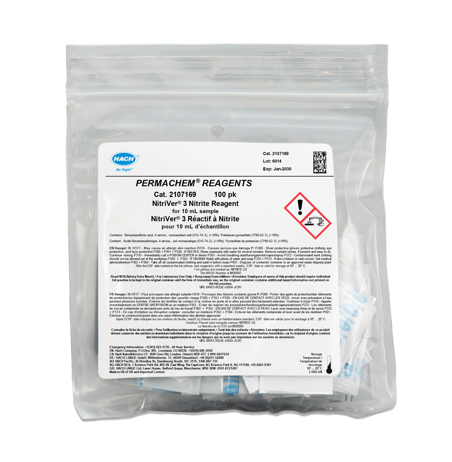 NitriVer® 3 Nitrite Reagent Powder PIllows, 10 mL, pk/100 | Hach