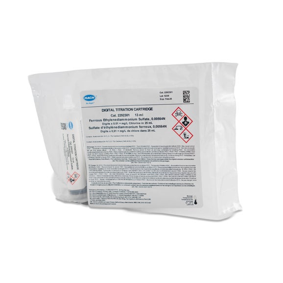 Digital titrator cartridge, ferrous ethylenediammonium sulfate, 0.00564 N