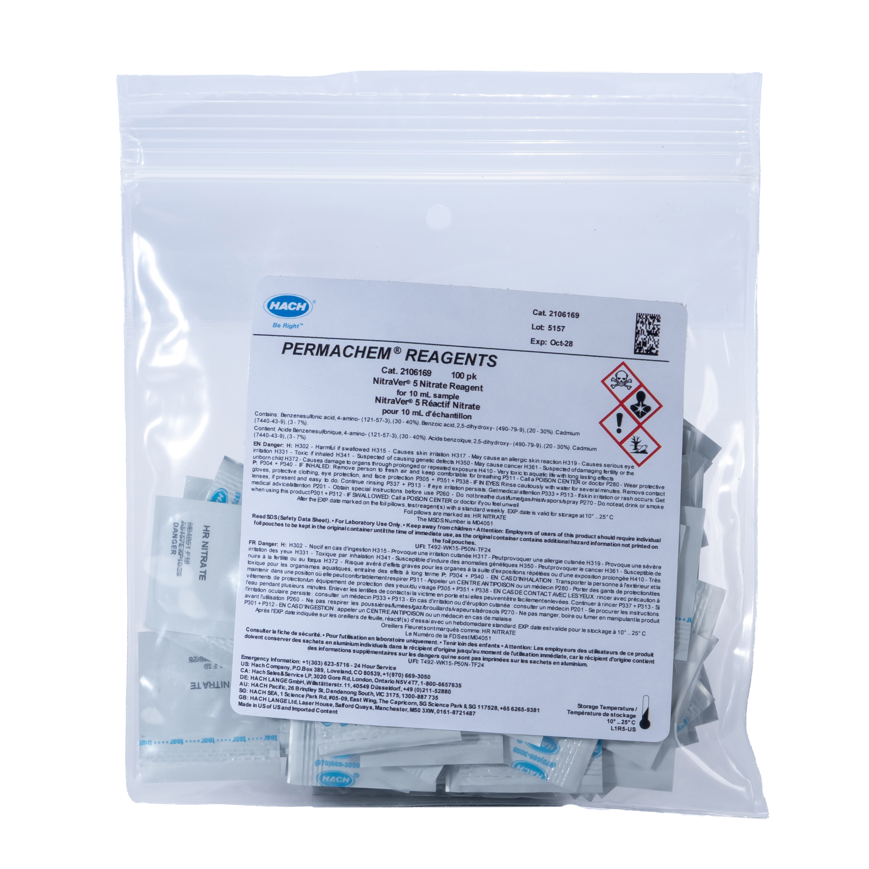 NitraVer® 5 Nitrate Reagent Powder Pillows, 10 mL, pk/100 | Hach