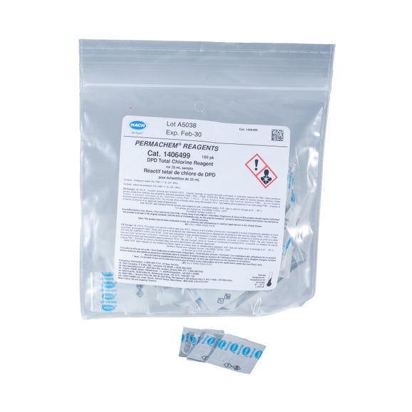 DPD Total Chlorine Reagent Powder Pillows,  25 mL, pk/100
