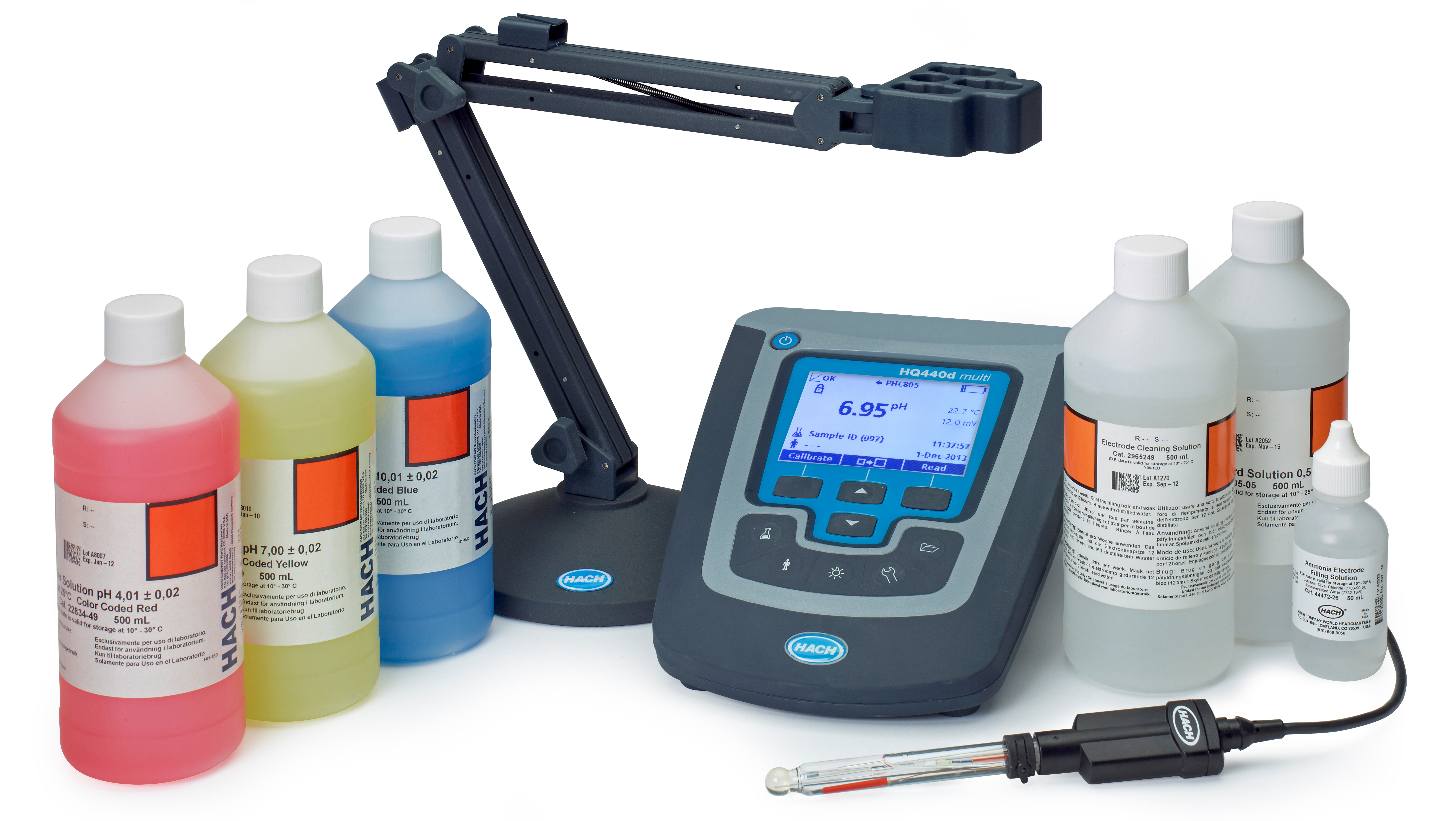 HQD HQ440D Laboratory pH Meter Package for High Alkalinity Samples