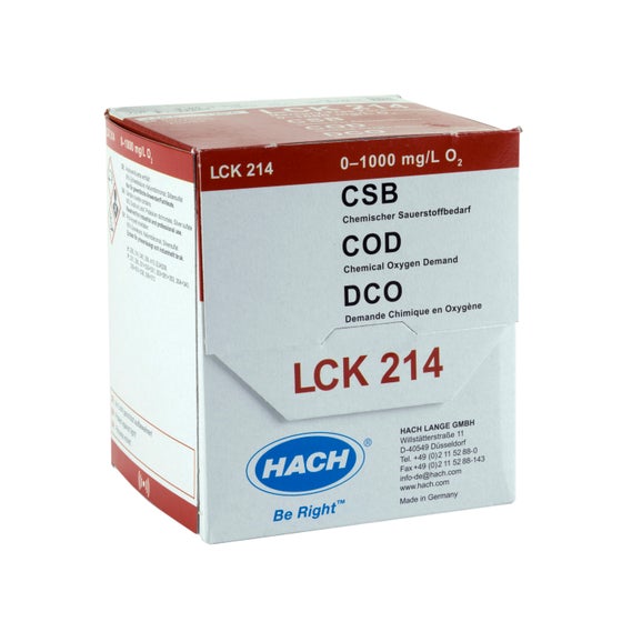 COD cuvette test, Mercury free, 0-1000 mg/L O₂, 25 tests