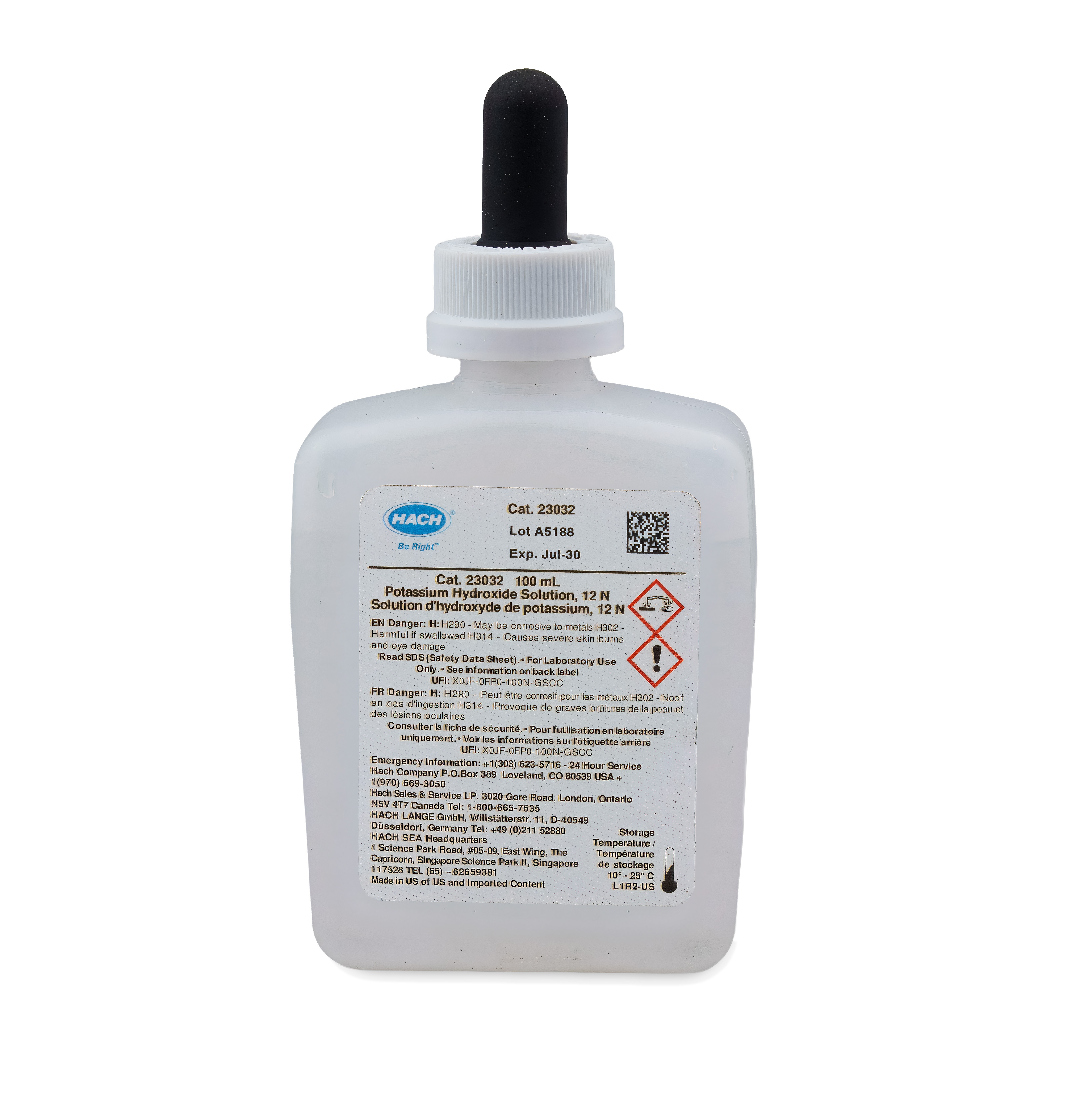高濃度CNPliquid 1ml Potassium Hydroxide Standard Solution, 8.00 N, 100 mL MDB | Hach