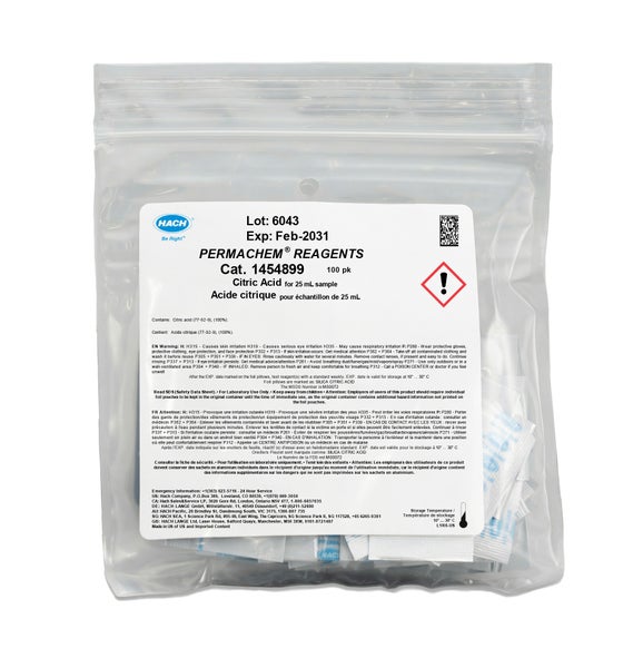 Citric Acid Powder Pillows for Silica, 25 mL, pk/100