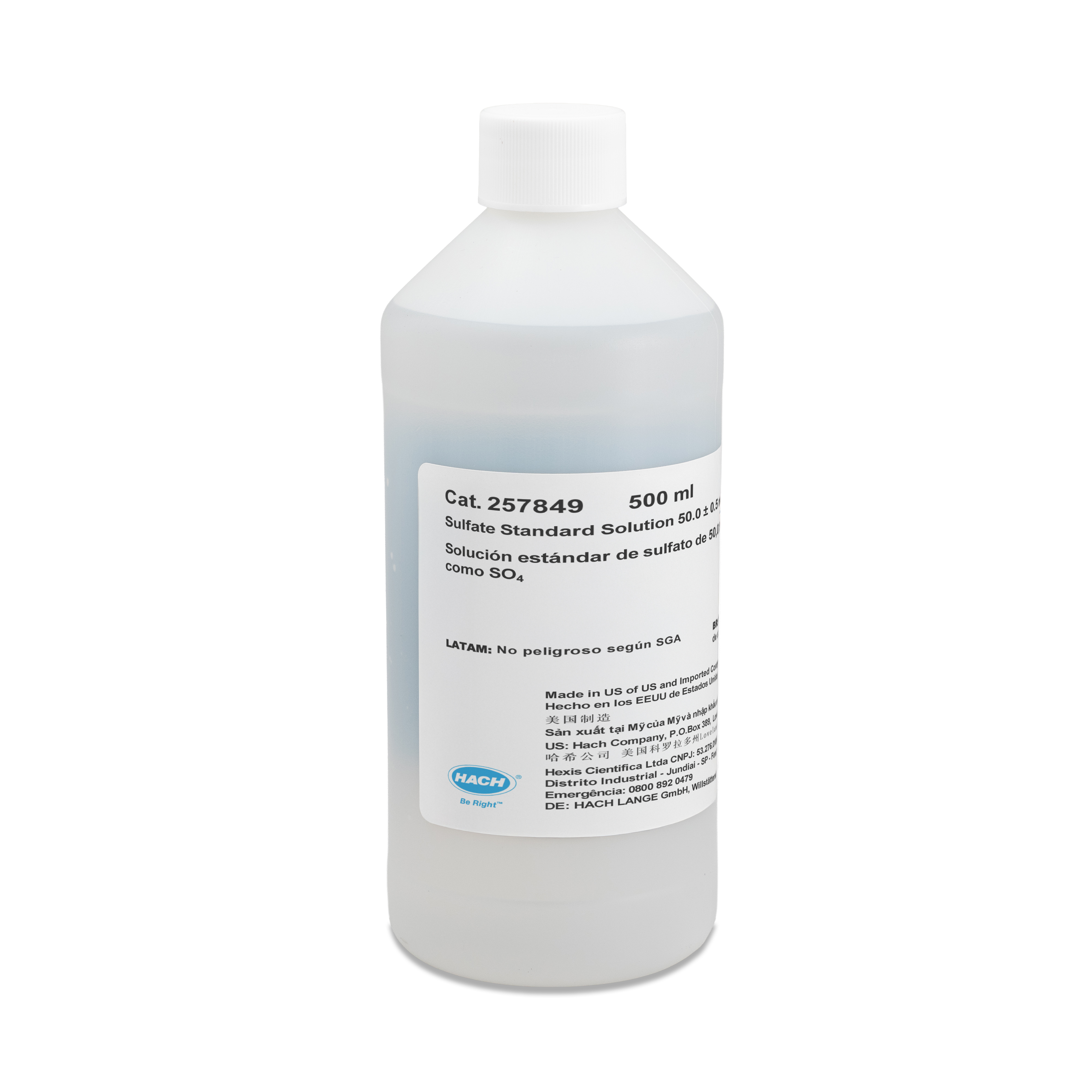 Sulfate Standard Solution, 50 mg/L as SO4 (NIST), 500 mL