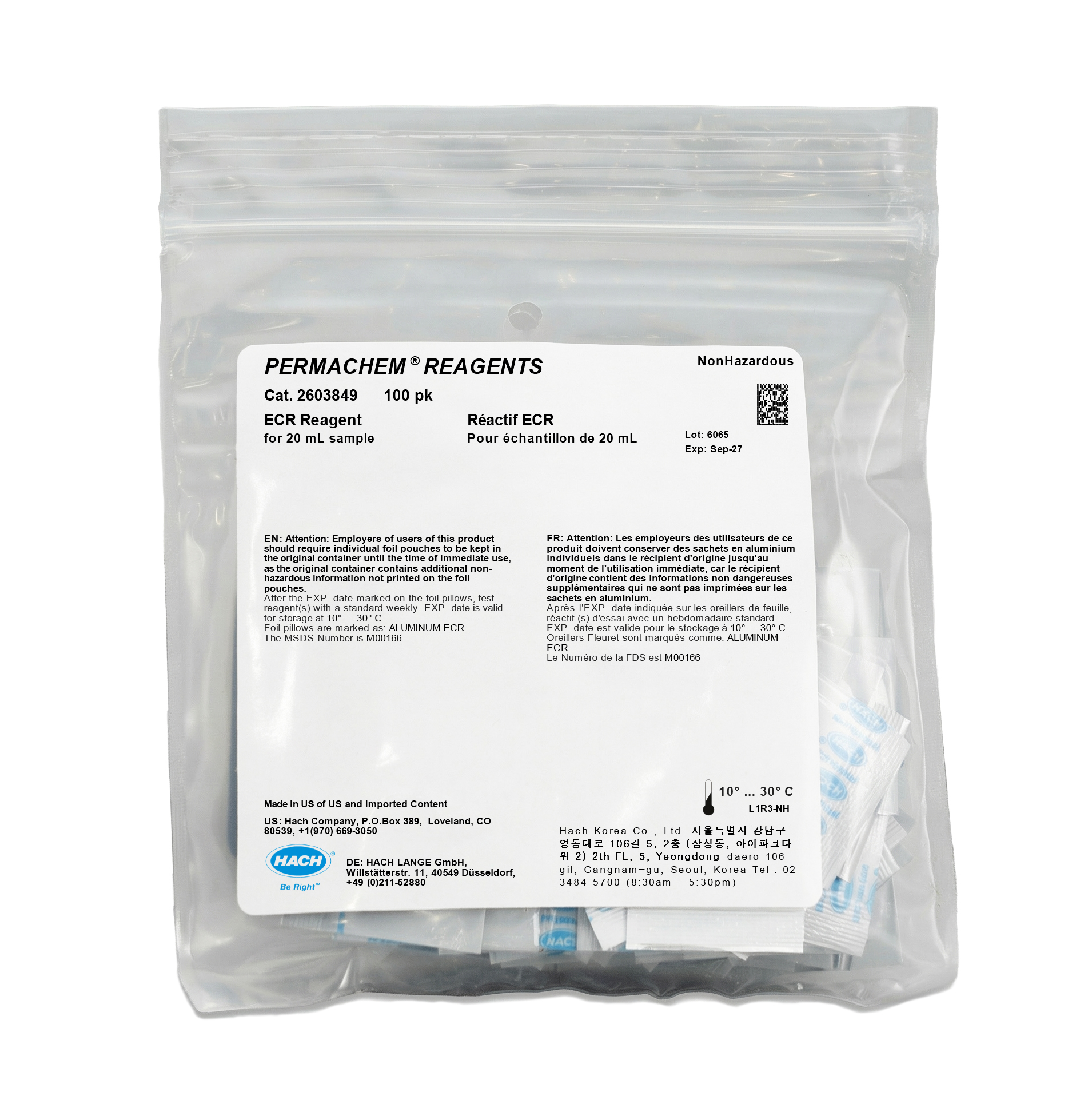 ECR Reagent Powder Pillows, 20 mL, pk/100