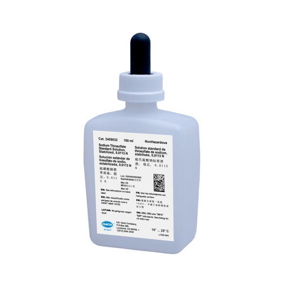 Standard solution, sodium thiosulfate, stabilized, 0.0109 N, 100 mL MDB