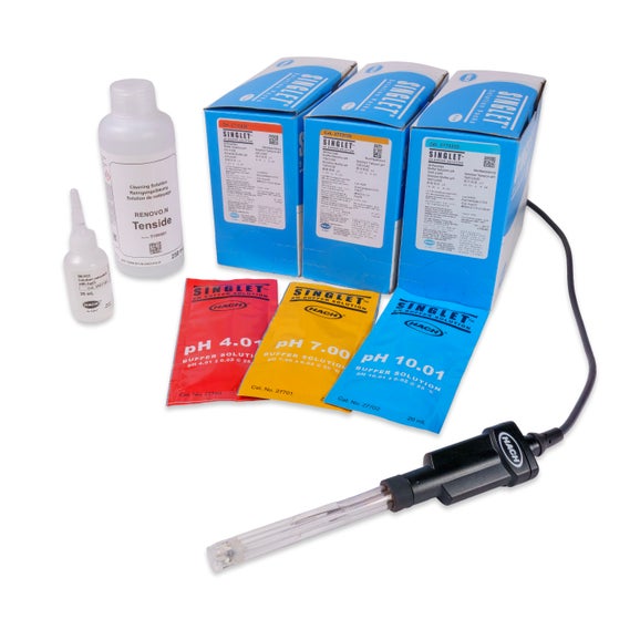 IntelliCAL PHC301 Laboratory General Purposes for Clean Samples, Refillable pH Electrode, 1 m Cable, with Singlet Reagent Pack