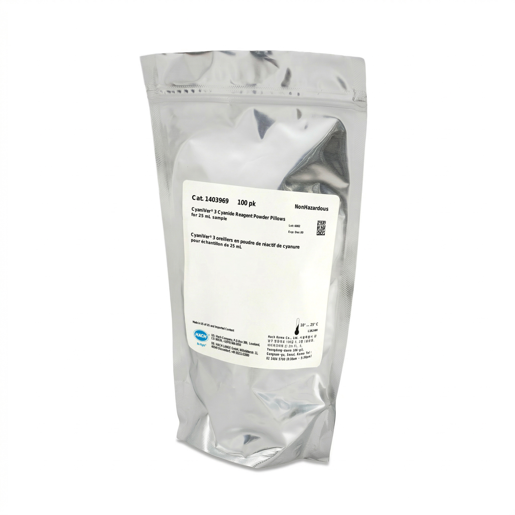 CyaniVer 3 Cyanide Reagent Powder Pillows, 25mL, pk/100 | Hach