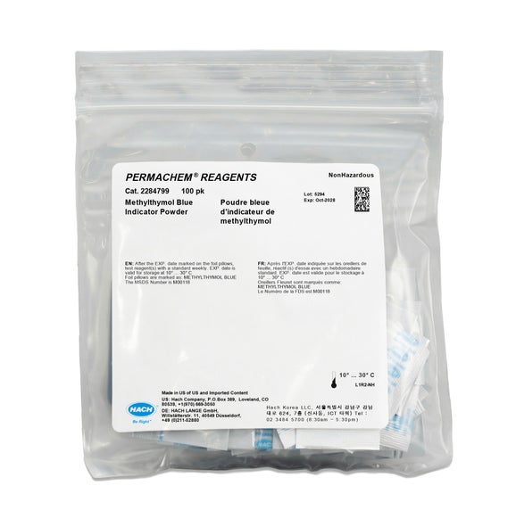 Methylthymol Blue Indicator Powder Pillows, pk/100