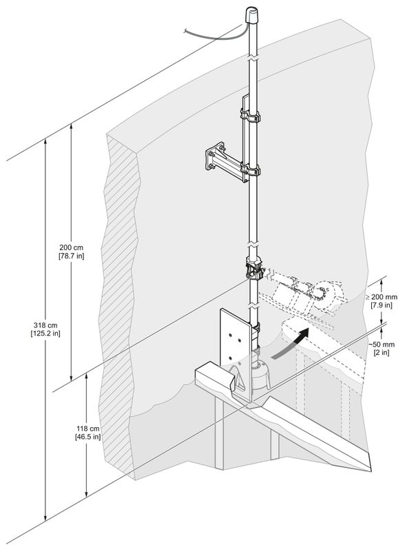 SONATAX Pole mounting hardware; Pivot mount SS pole 2m + 1m